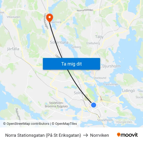 Norra Stationsgatan (På St Eriksgatan) to Norrviken map