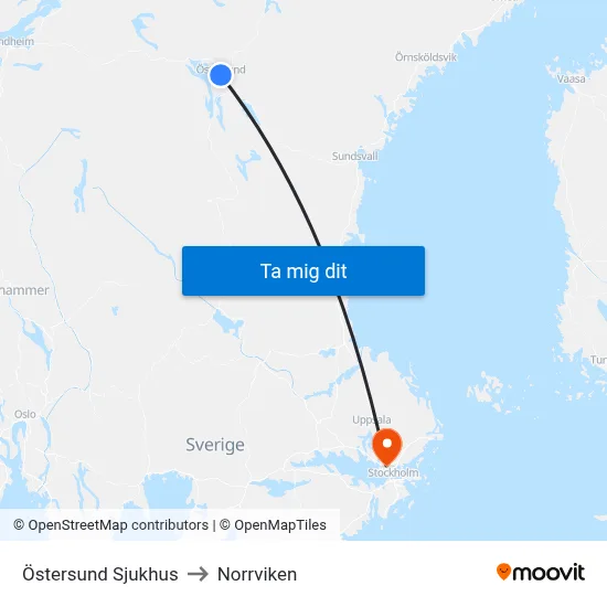 Östersund Sjukhus to Norrviken map