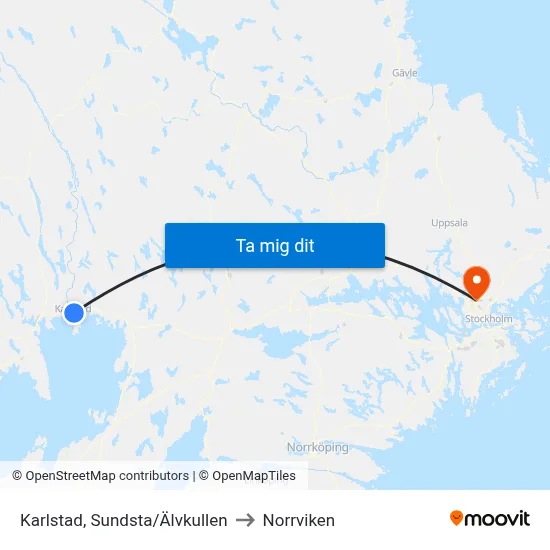 Karlstad, Sundsta/Älvkullen to Norrviken map