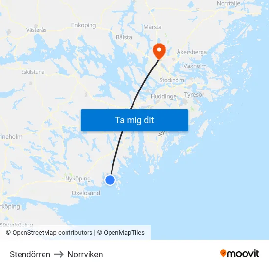 Stendörren to Norrviken map