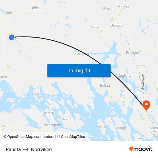 Ransta to Norrviken map