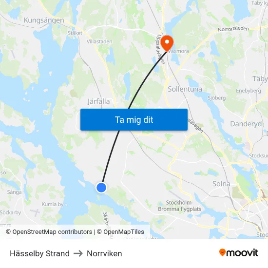 Hässelby Strand to Norrviken map