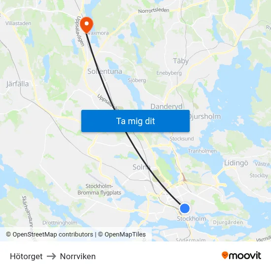 Hötorget to Norrviken map