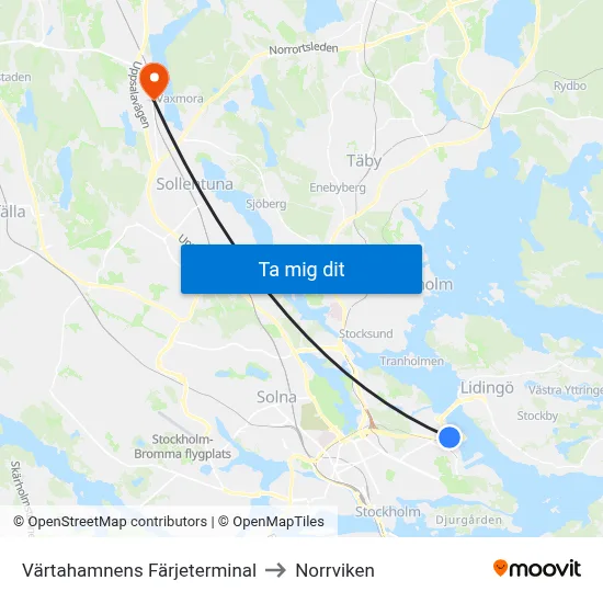Värtahamnens Färjeterminal to Norrviken map