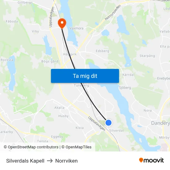 Silverdals Kapell to Norrviken map