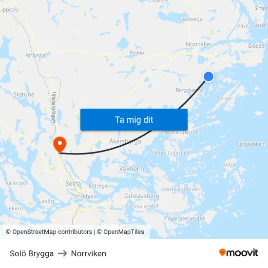 Solö Brygga to Norrviken map