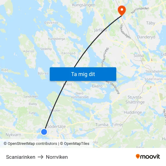 Scaniarinken to Norrviken map