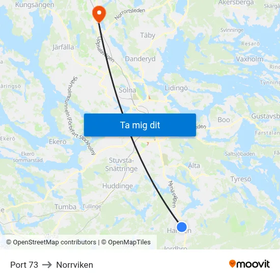 Port 73 to Norrviken map