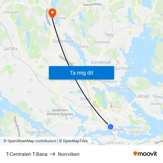 T-Centralen T-Bana to Norrviken map