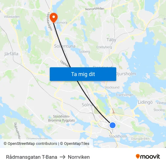 Rådmansgatan T-Bana to Norrviken map