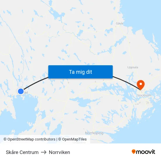 Skåre Centrum to Norrviken map