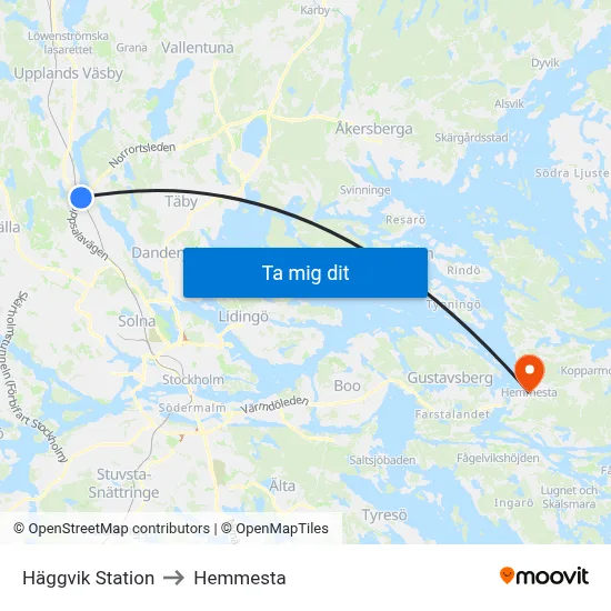 Häggvik Station to Hemmesta map
