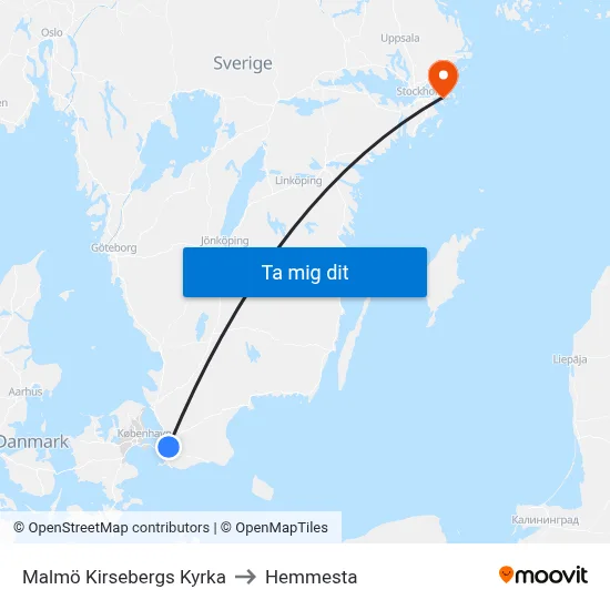 Malmö Kirsebergs Kyrka to Hemmesta map