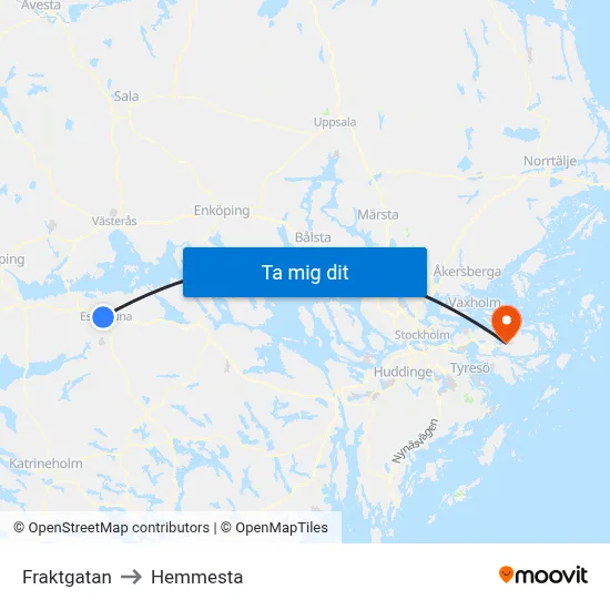 Fraktgatan to Hemmesta map
