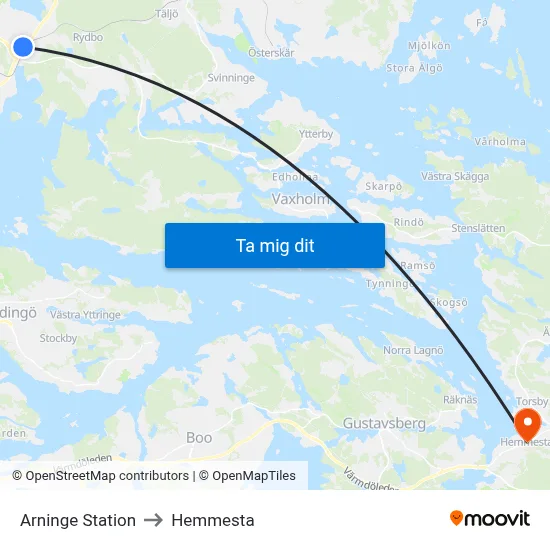 Arninge Station to Hemmesta map