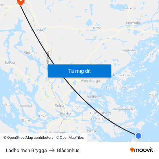 Ladholmen Brygga to Blåsenhus map