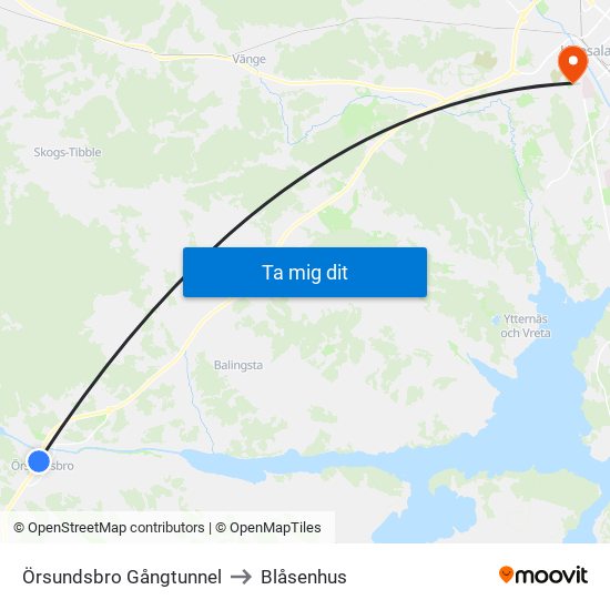 Örsundsbro Gångtunnel to Blåsenhus map