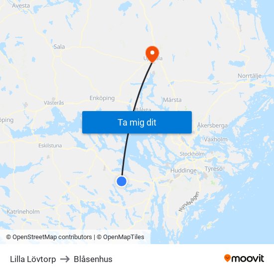 Lilla Lövtorp to Blåsenhus map