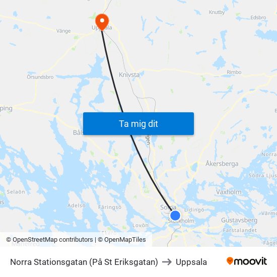 Norra Stationsgatan (På St Eriksgatan) to Uppsala map