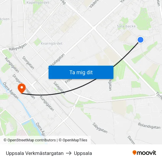 Uppsala Verkmästargatan to Uppsala map