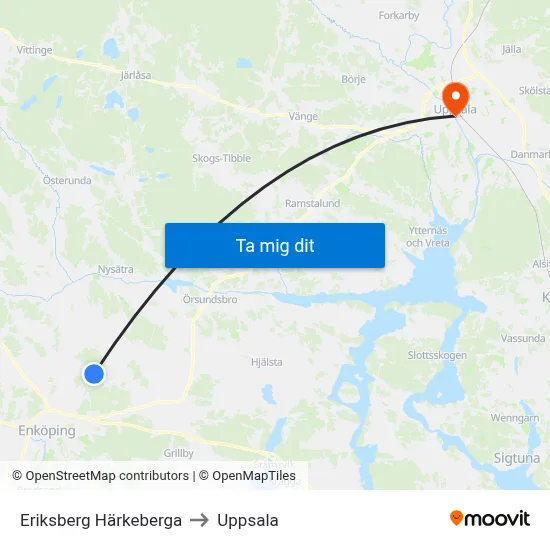 Eriksberg Härkeberga to Uppsala map