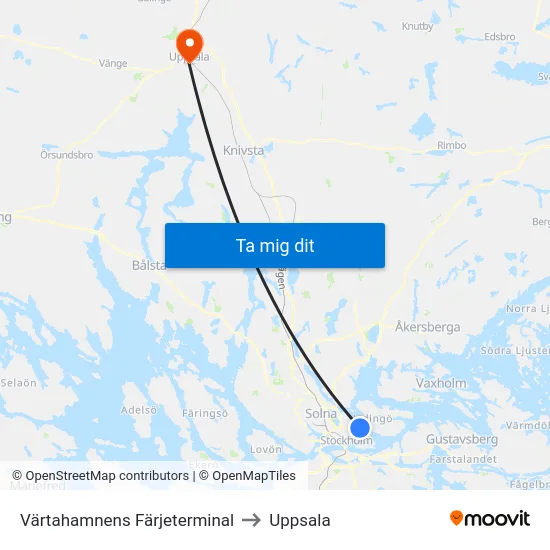 Värtahamnens Färjeterminal to Uppsala map