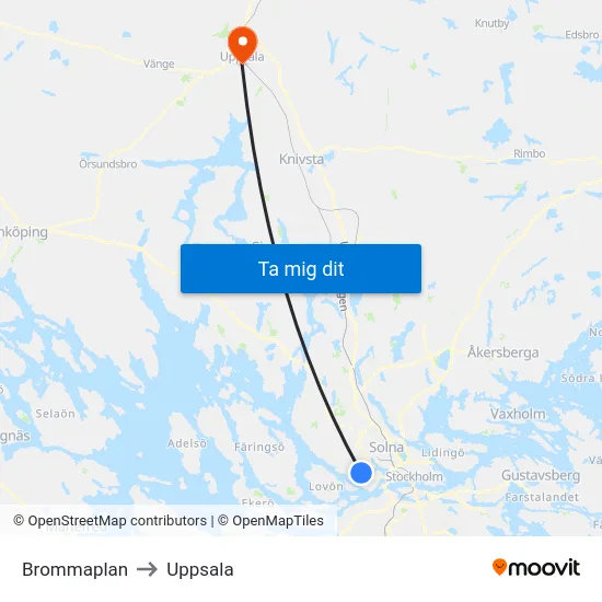 Brommaplan to Uppsala map