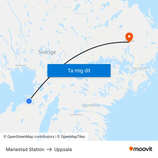 Mariestad Station to Uppsala map