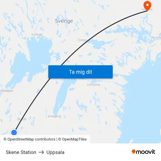 Skene Station to Uppsala map