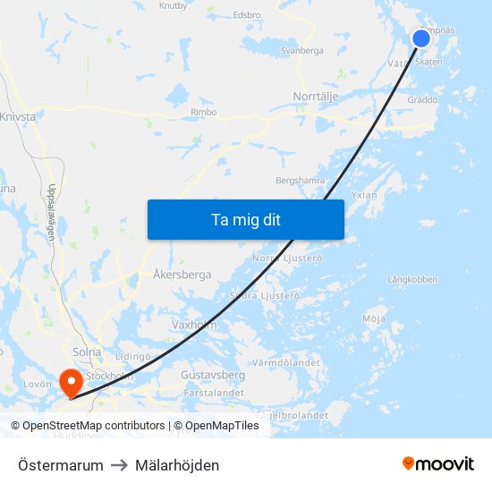 Östermarum to Mälarhöjden map