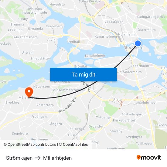 Strömkajen to Mälarhöjden map