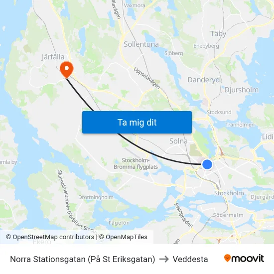 Norra Stationsgatan (På St Eriksgatan) to Veddesta map