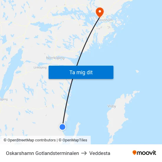 Oskarshamn Gotlandsterminalen to Veddesta map