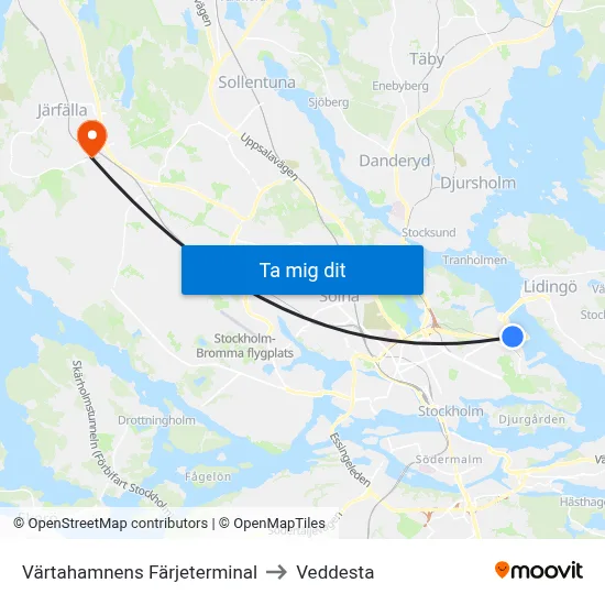 Värtahamnens Färjeterminal to Veddesta map