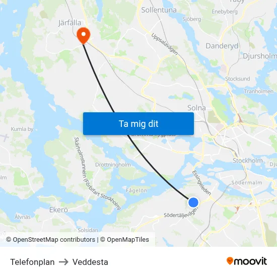 Telefonplan to Veddesta map