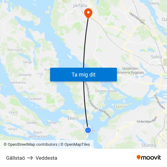 Gällstaö to Veddesta map