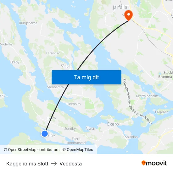 Kaggeholms Slott to Veddesta map