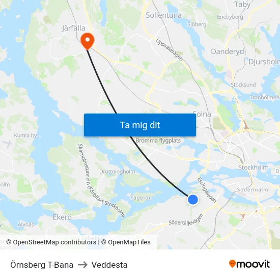 Örnsberg T-Bana to Veddesta map