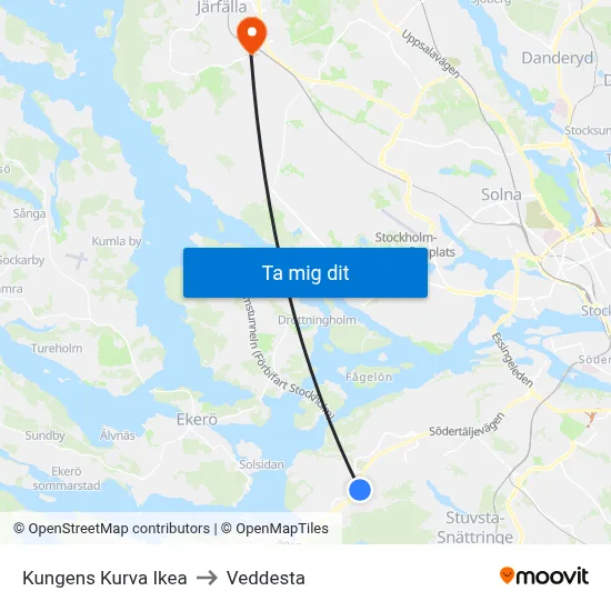 Kungens Kurva Ikea to Veddesta map