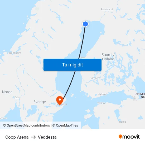 Coop Arena to Veddesta map