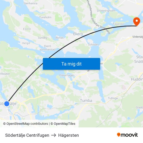 Södertälje Centrifugen to Hägersten map