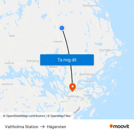 Vattholma Station to Hägersten map