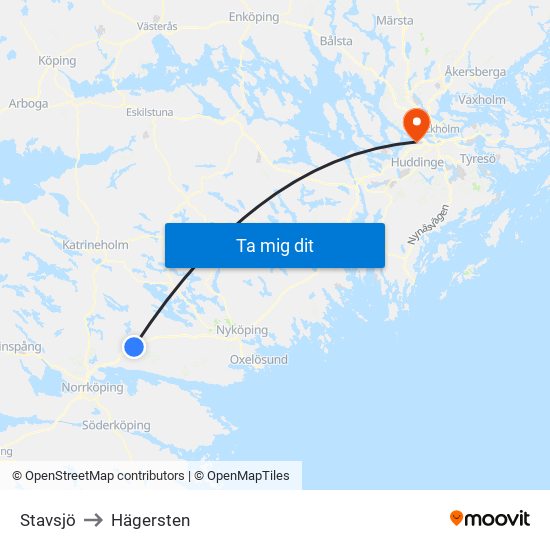 Stavsjö to Hägersten map