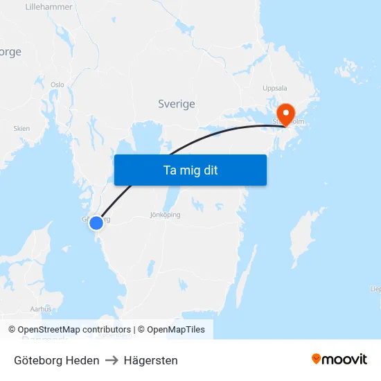 Göteborg Heden to Hägersten map
