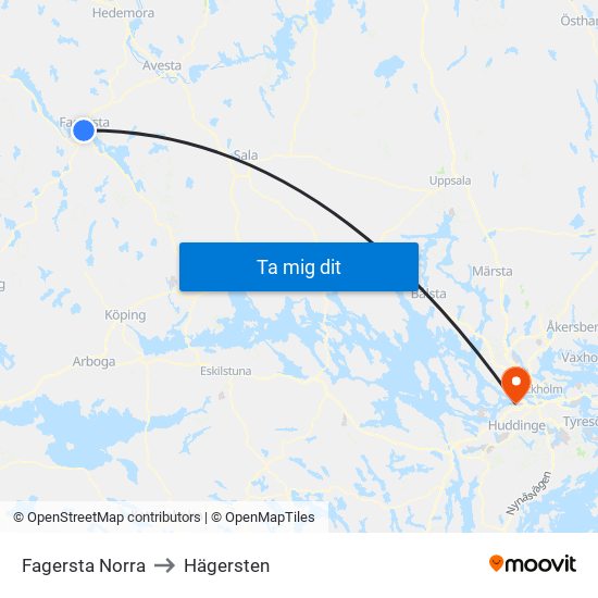 Fagersta Norra to Hägersten map