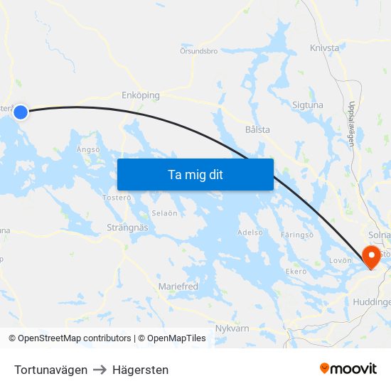 Tortunavägen to Hägersten map