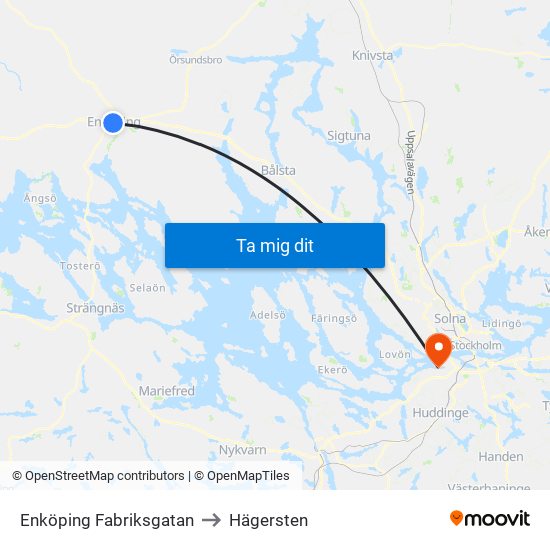 Enköping Fabriksgatan to Hägersten map