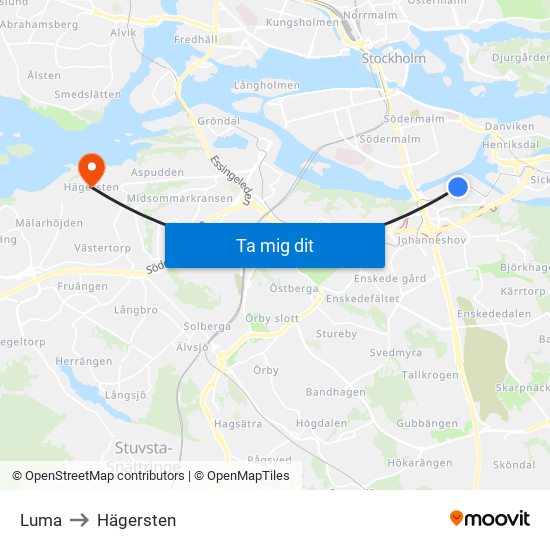 Luma to Hägersten map