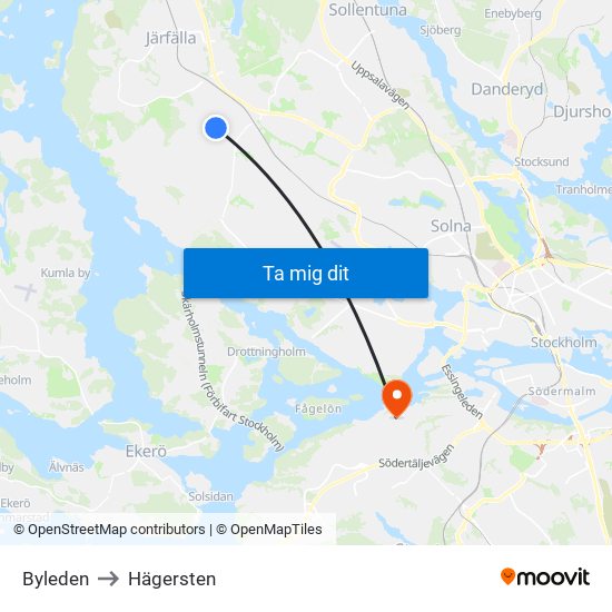 Byleden to Hägersten map