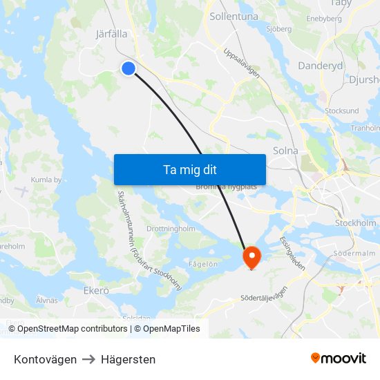 Kontovägen to Hägersten map